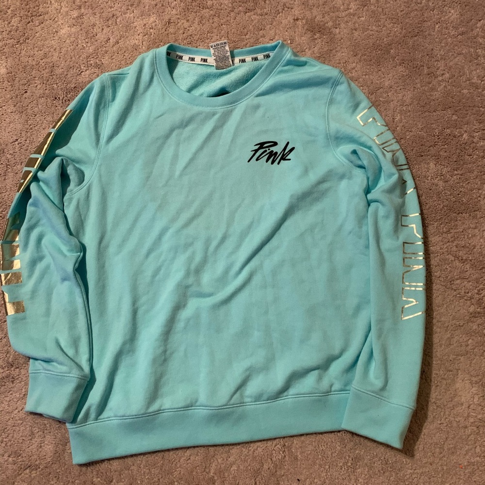 PINK long sleeve blue sweatshirt